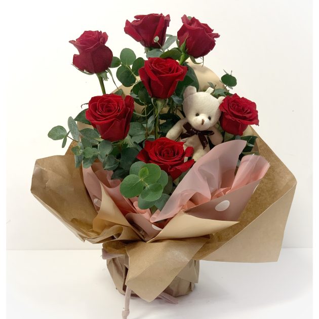 Flores de san valentin con osito